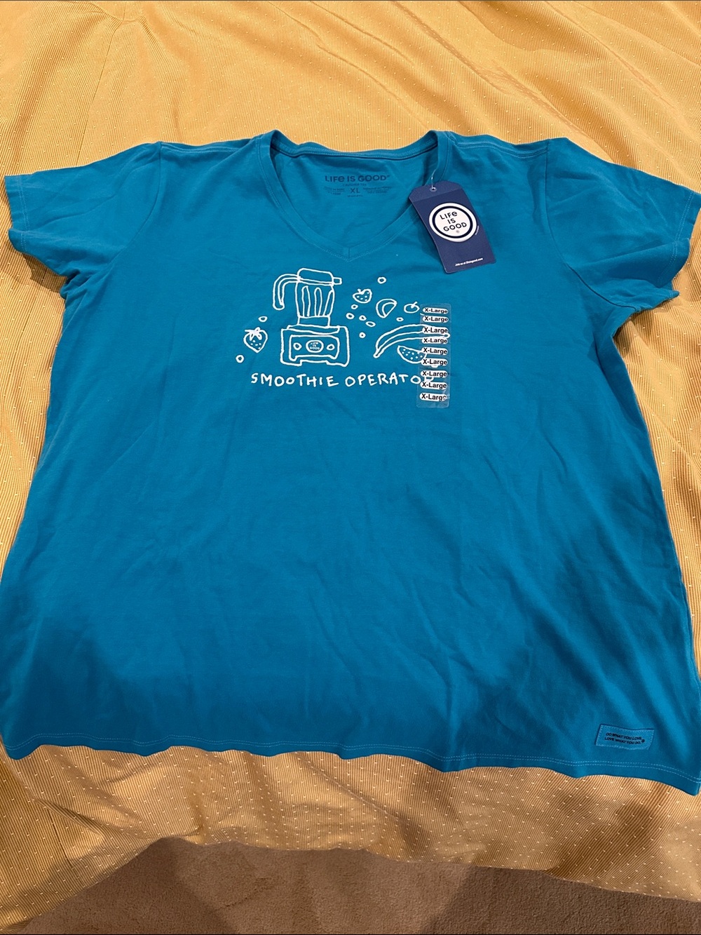 Life Is Good Teal V-Neck 'Smoothie Operator' Graphic Tee